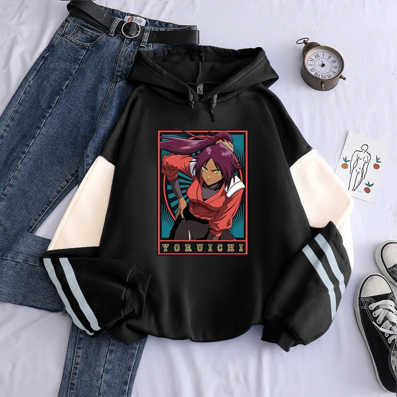 Spring Anime Bleach Character Print Hooded Sweatshirt Unisex Long Sleeve Casual Jacket Top