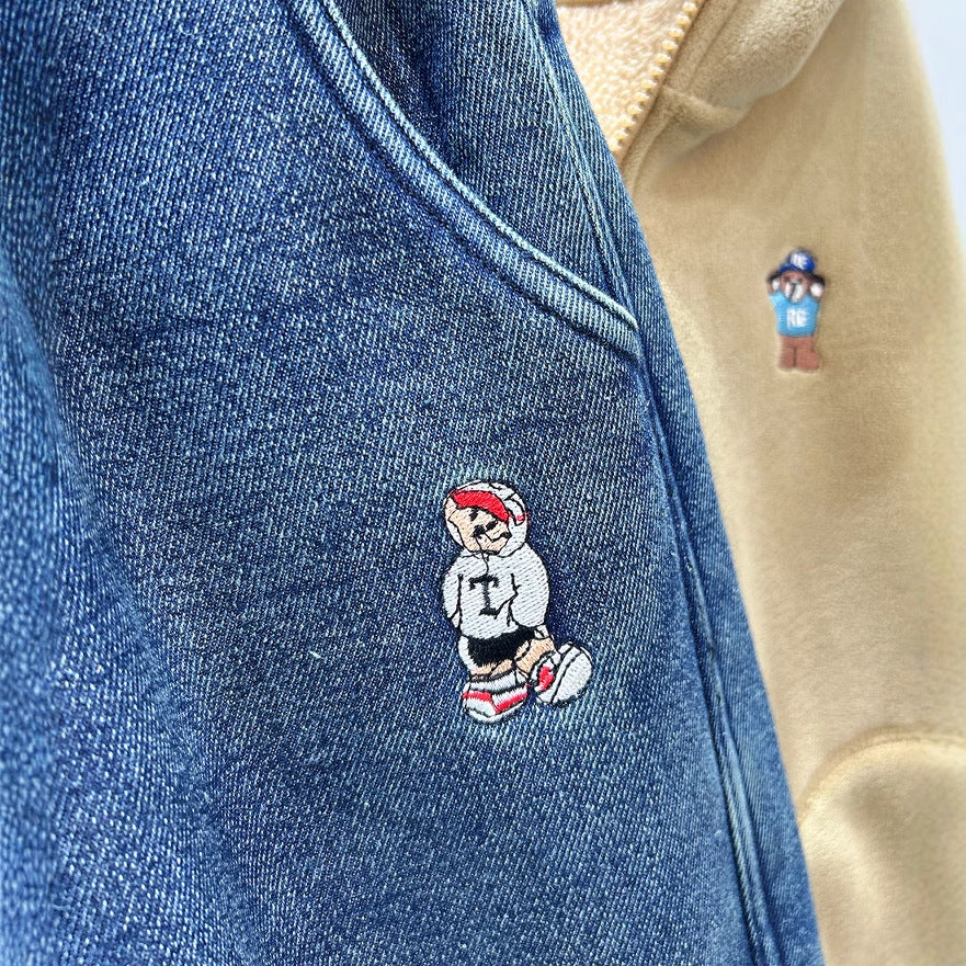 Thick and Warm Embroidery Pants