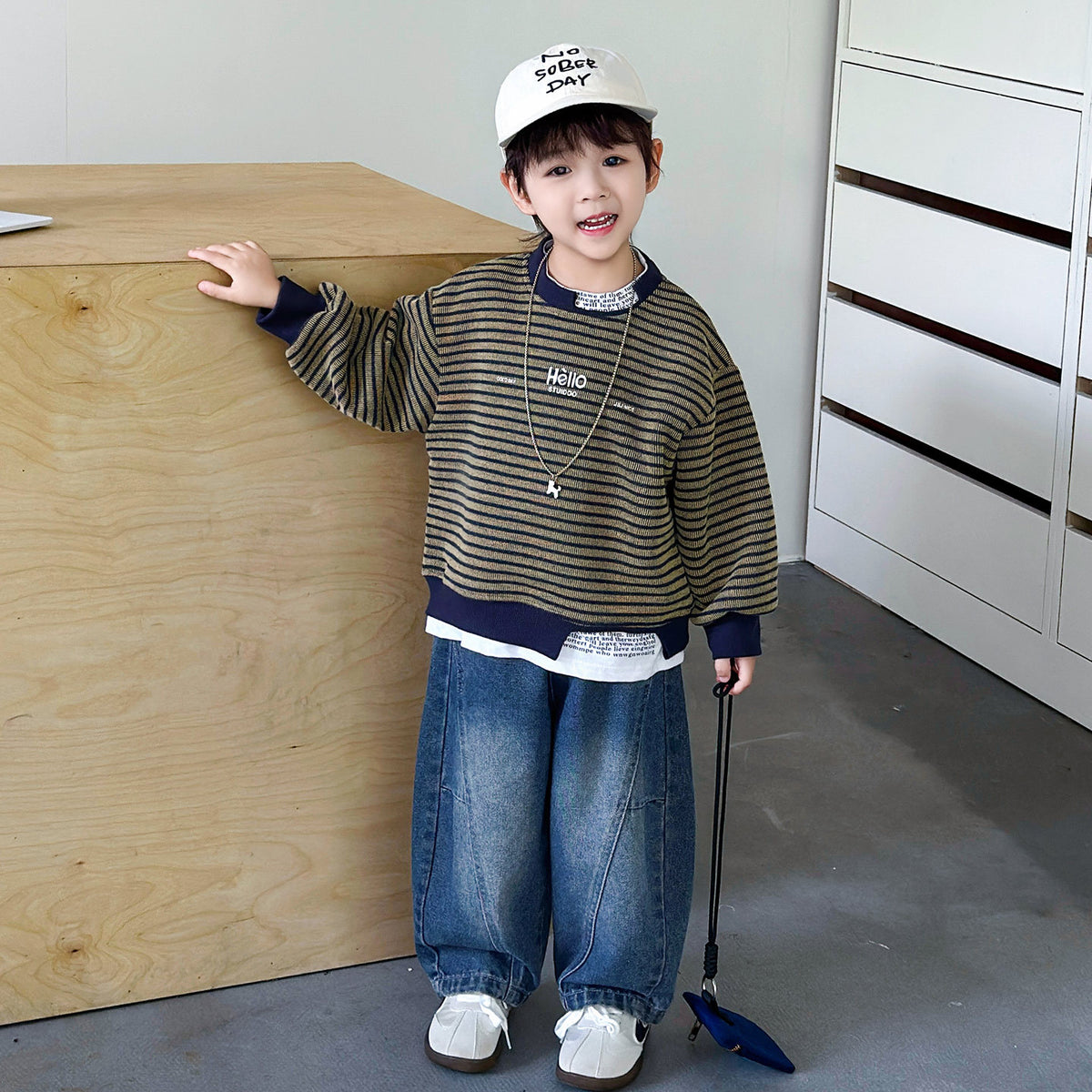 Striped Hoodie Two-Piece Set for Boys