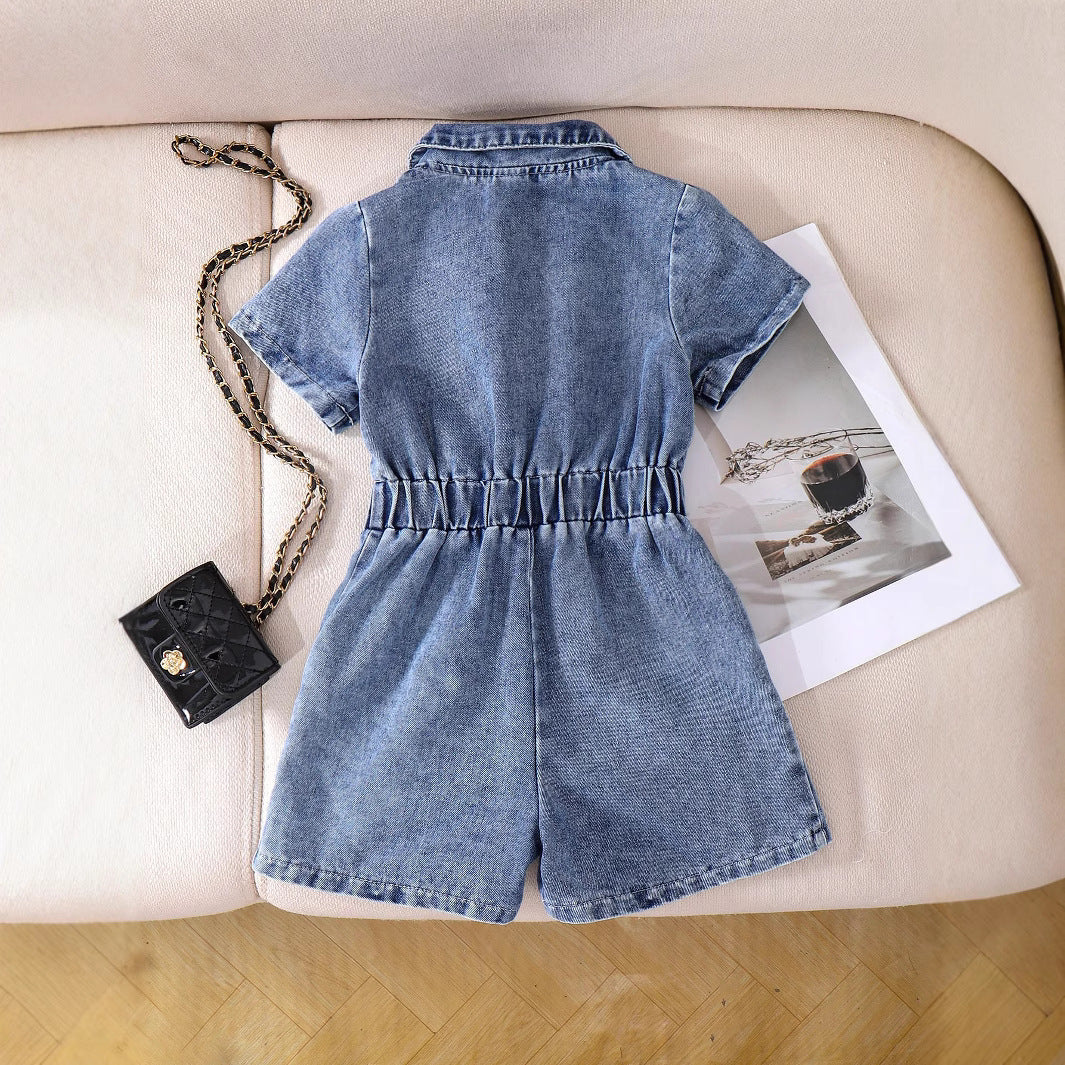 Collared Denim Jumpsuit