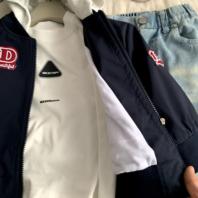 Kids Hooded Baseball Jacket