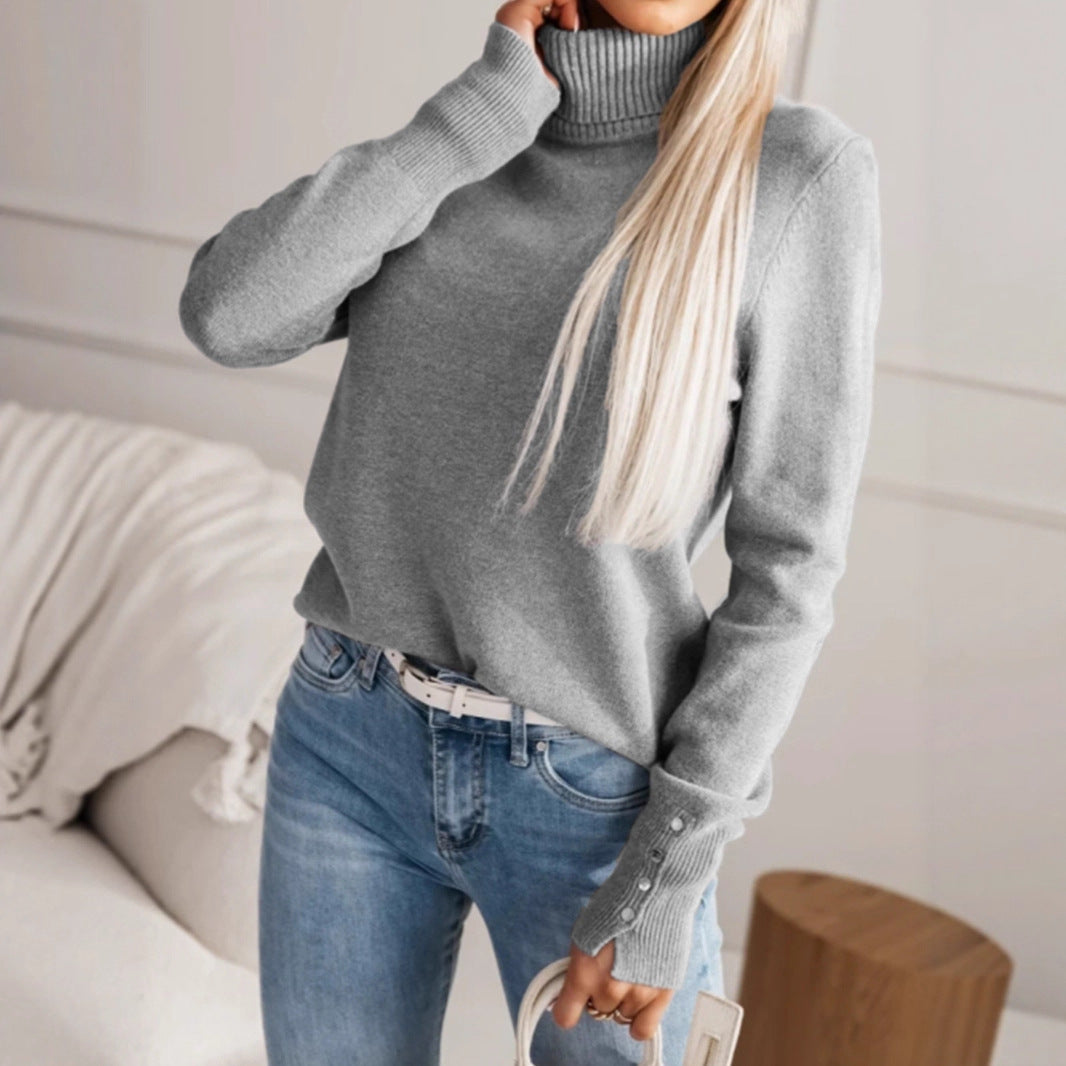 Elegant Notched Collar Knit Sweater