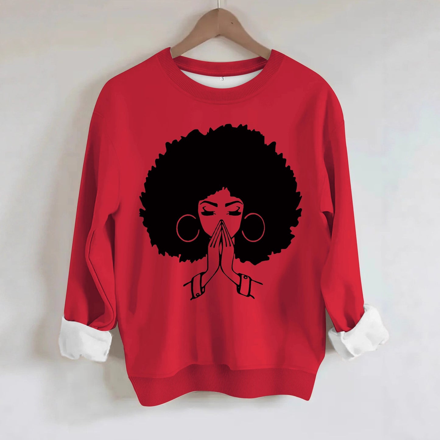 Sweatshirt Explosion Head Girl Prayer Pattern Print
