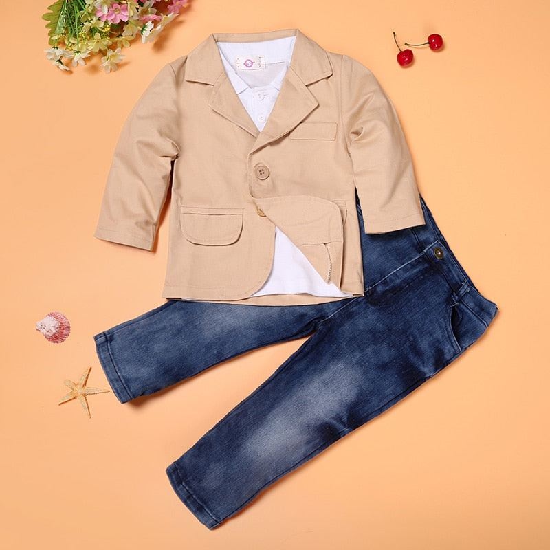 Boys 3 pcs jacket + T + jeans