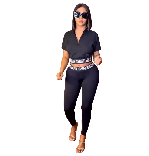 Casual Black Two Piece Set