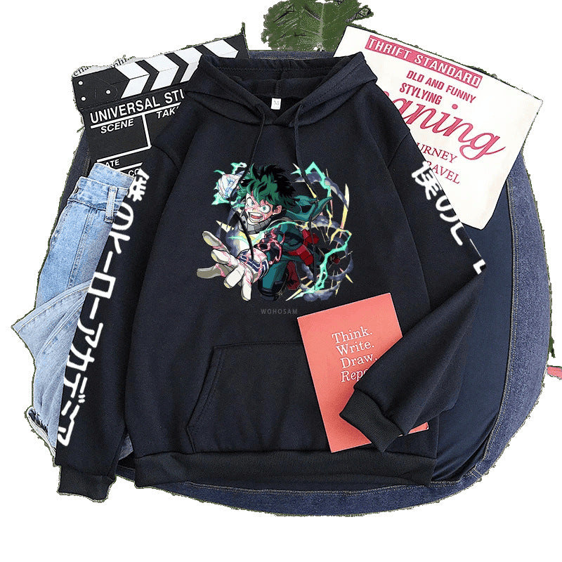 Spring Anime My Hero Academia Izuku Midoriya Printed Hooded Sweatshirt Unisex Long Sleeve Casual Jacket