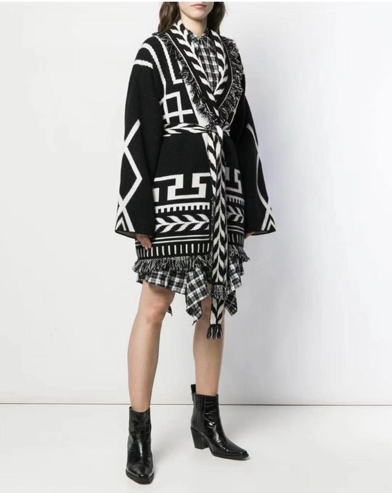 Geometric Cardigan Coat
