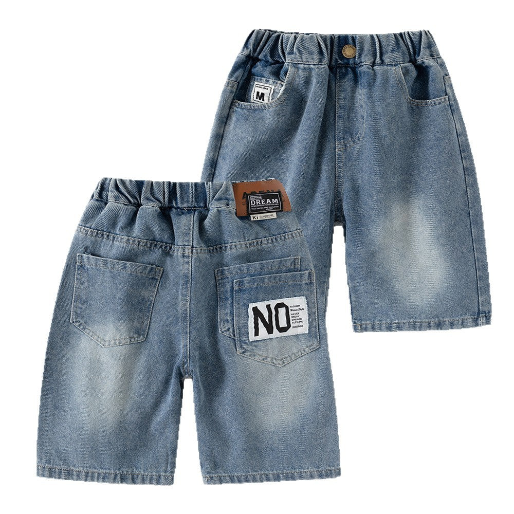 Boy's Casual Summer Denim Shorts for Kids, Loose Fit, Mid to Big Kids, Comfortable Cotton Blend Short Pants