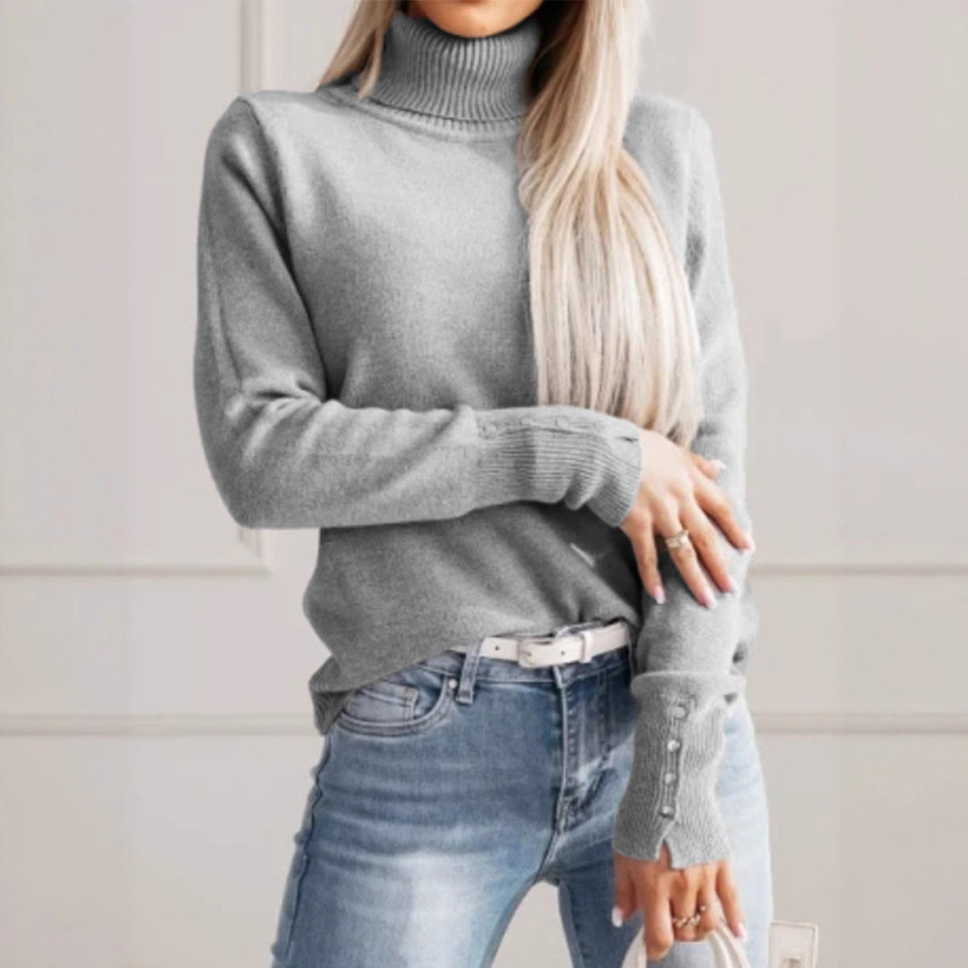 Elegant Notched Collar Knit Sweater
