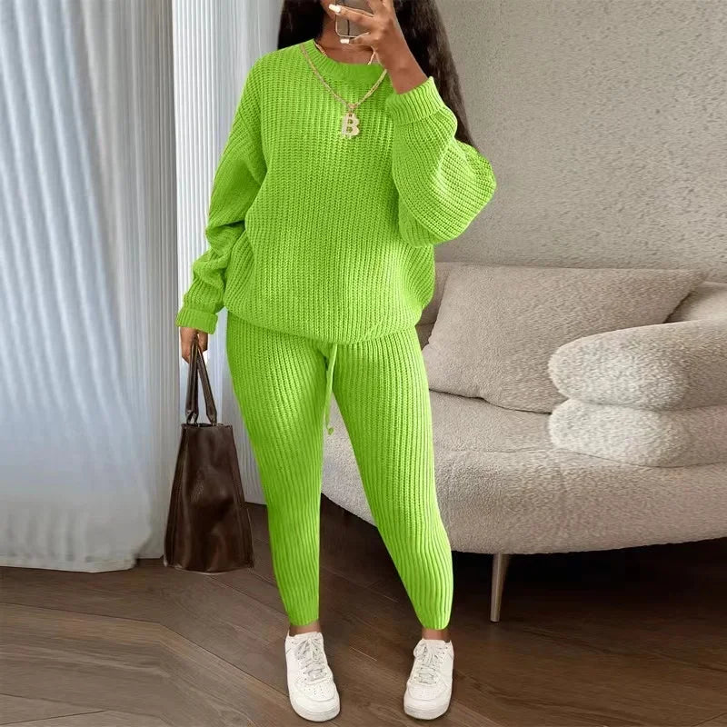 Round Neck Pullover Casual Two Piece