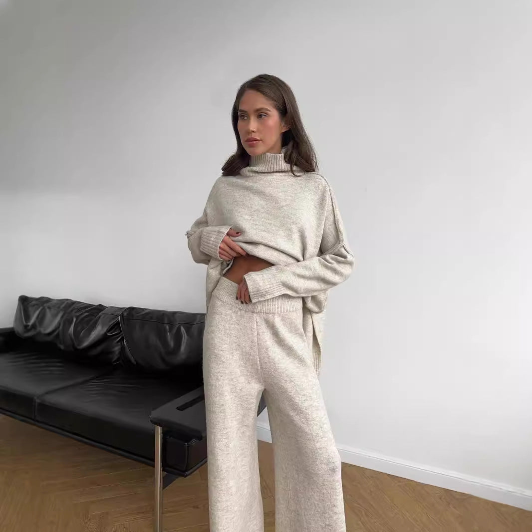 Loose Fit Knitted Turtleneck Two Piece
