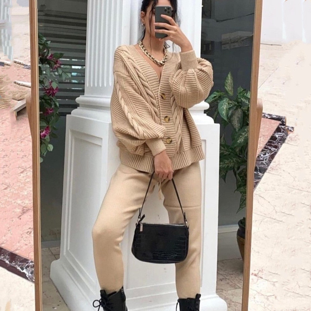 Knitted Two Piece Cardigan and Pants