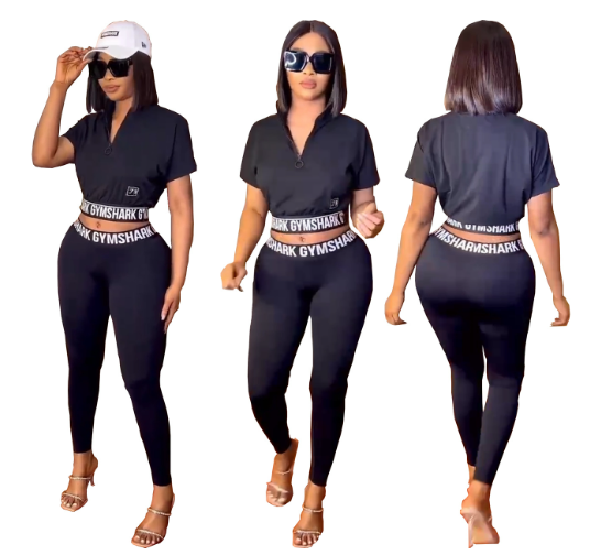 Casual Black Two Piece Set