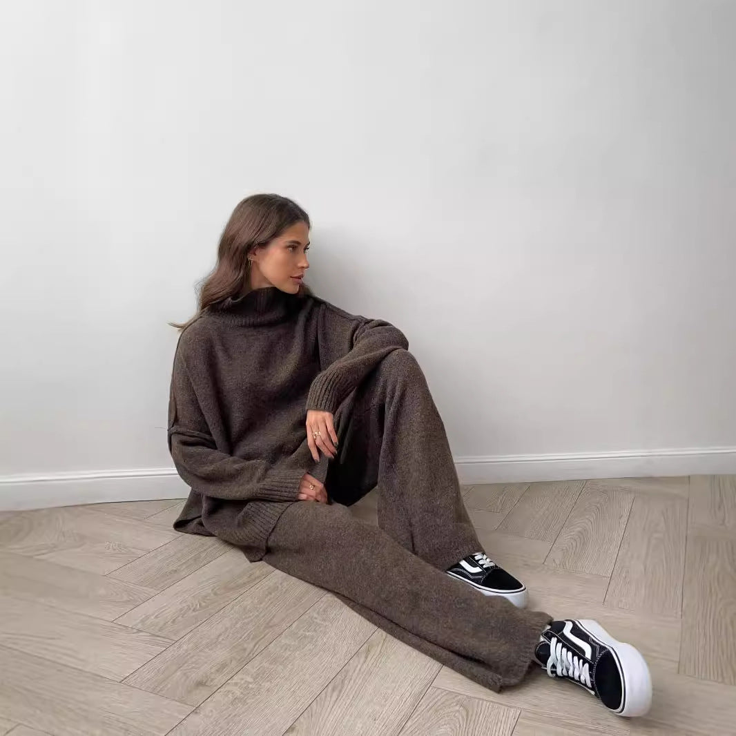 Loose Fit Knitted Turtleneck Two Piece