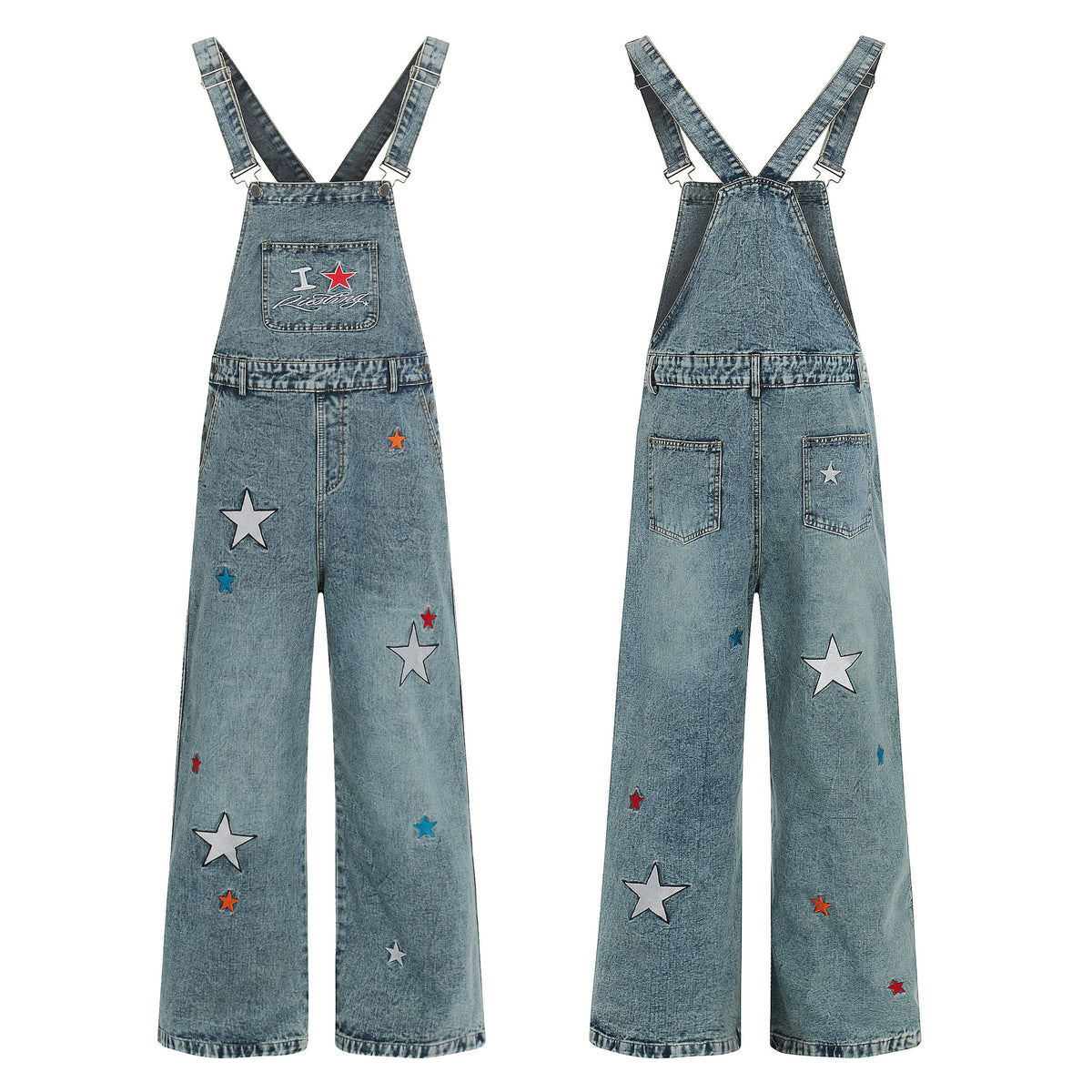Embroidered Decorative Non-Iron Overalls Youth Fashion Jumpsuit
