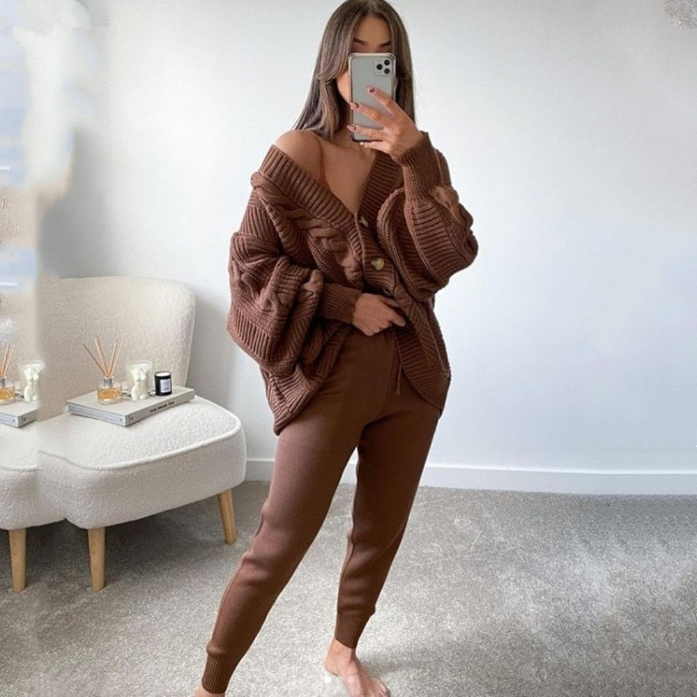 Knitted Two Piece Cardigan and Pants