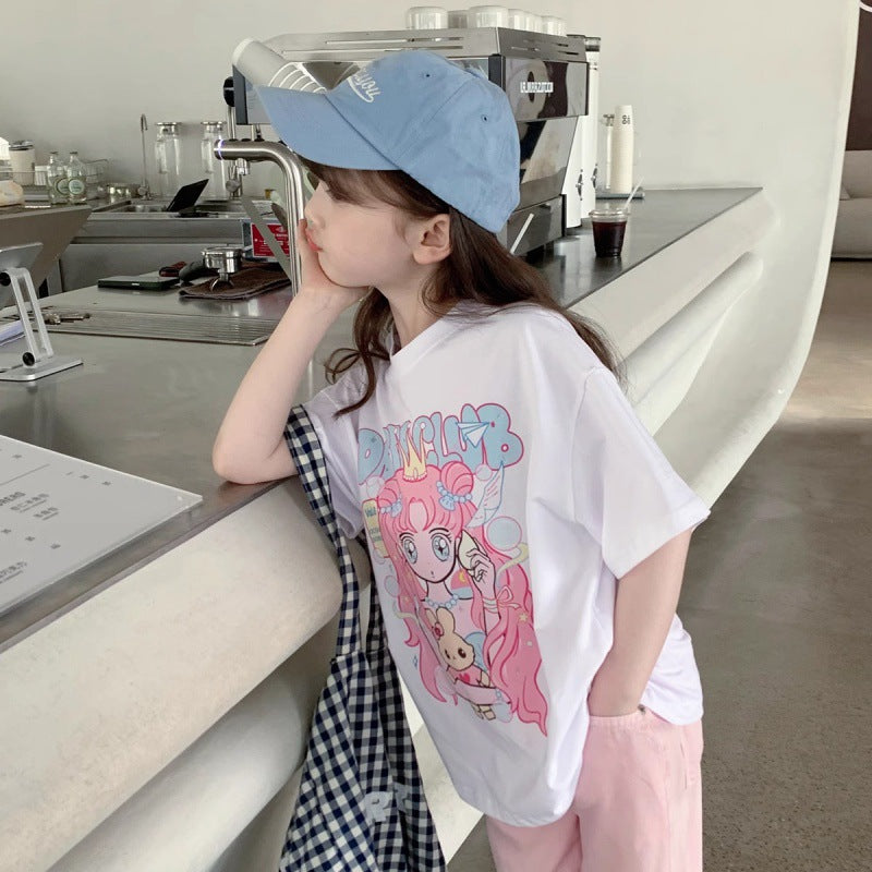 Cute Cartoon Print Short Sleeve T-Shirt