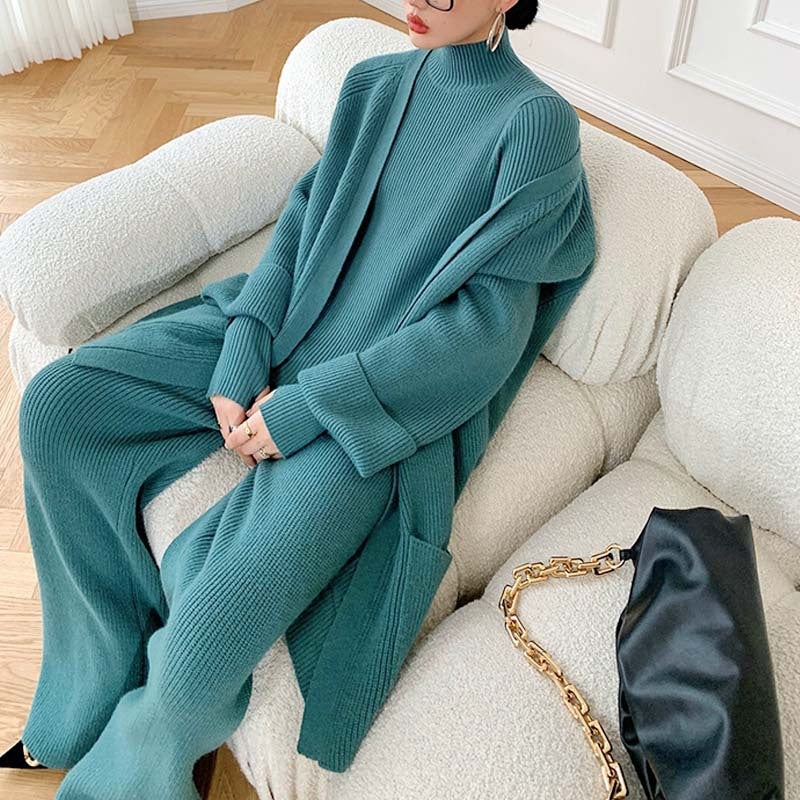 Autumn & Winter Thickened Sweater Coat w/Pants