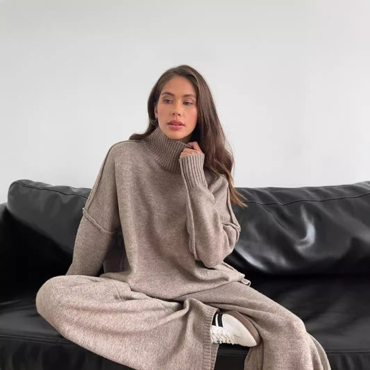 Loose Fit Knitted Turtleneck Two Piece