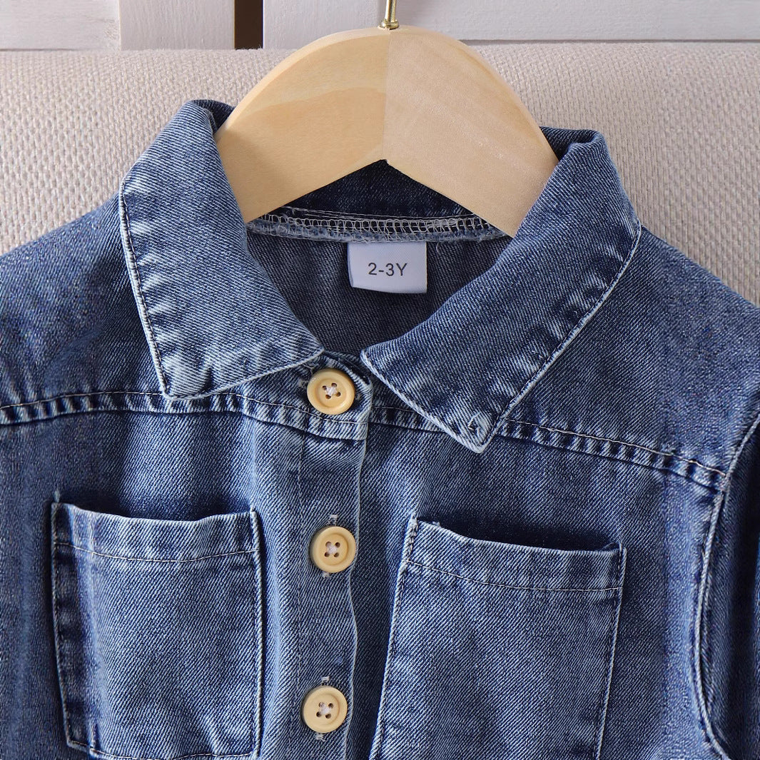 Collared Denim Jumpsuit