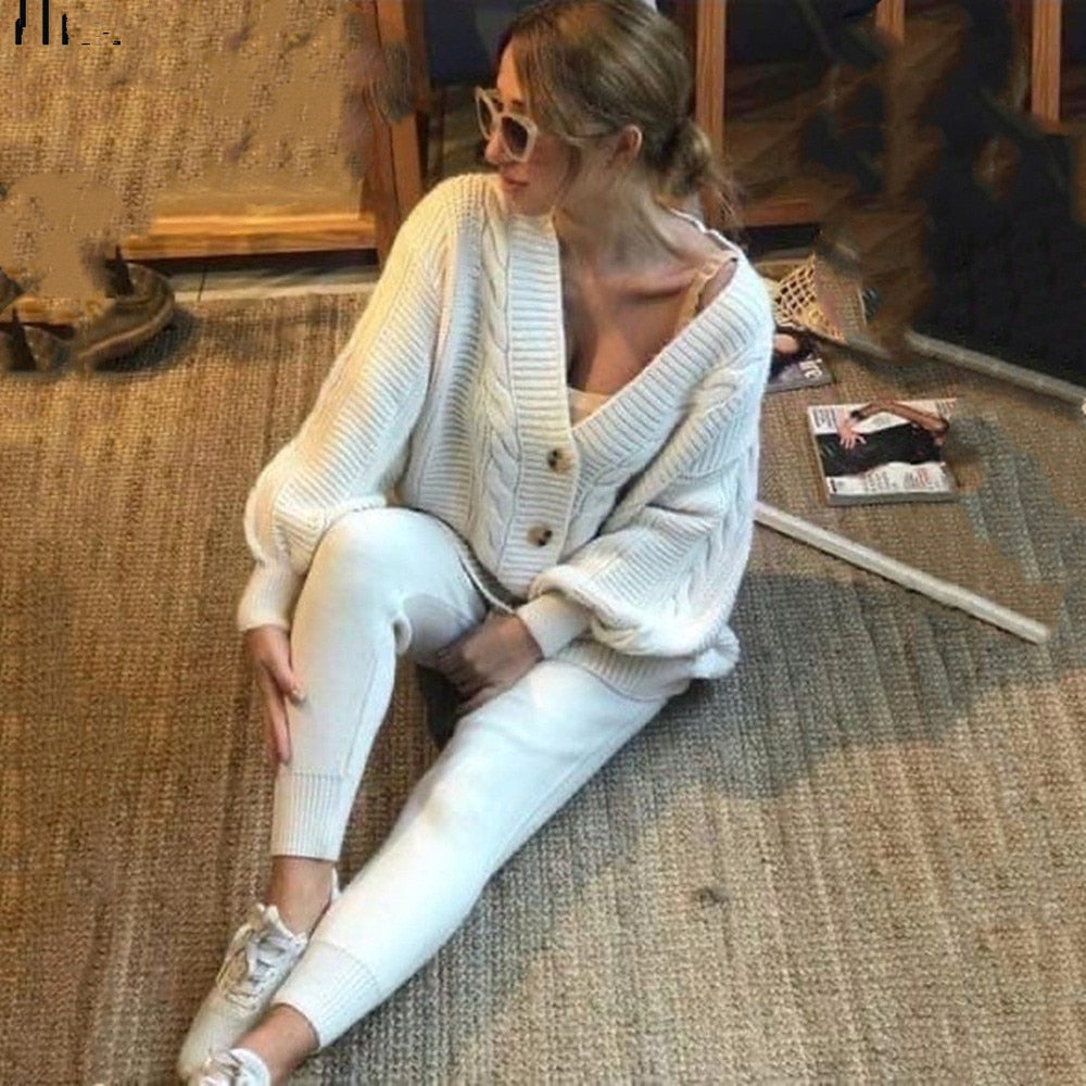 Knitted Two Piece Cardigan and Pants