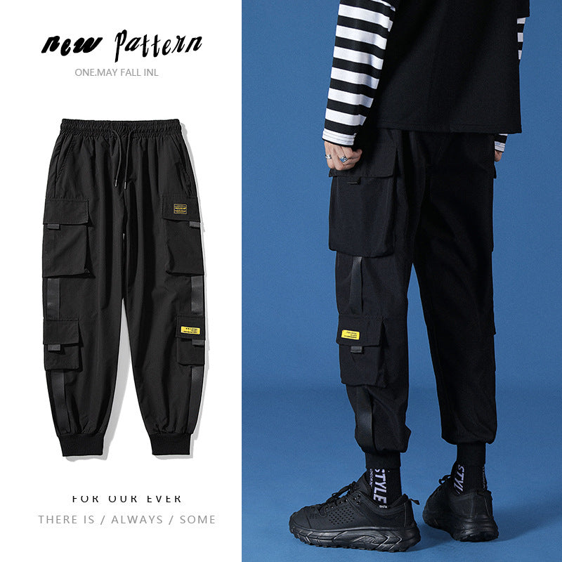 Cargo Pants Trendy Cuffed Tactical Style Harem Pants Men's  Loose Sports Casual Long Trousers