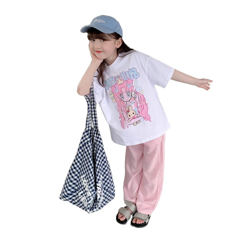 Cute Cartoon Print Short Sleeve T-Shirt
