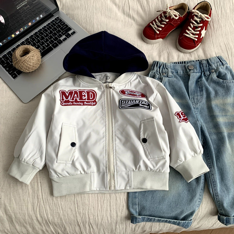 Kids Hooded Baseball Jacket