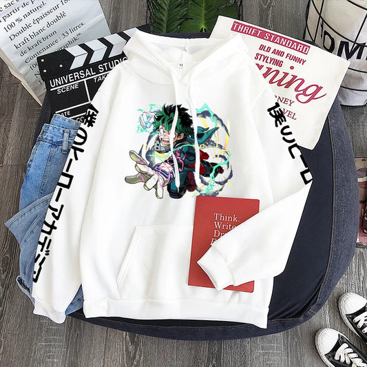 Spring Anime My Hero Academia Izuku Midoriya Printed Hooded Sweatshirt Unisex Long Sleeve Casual Jacket