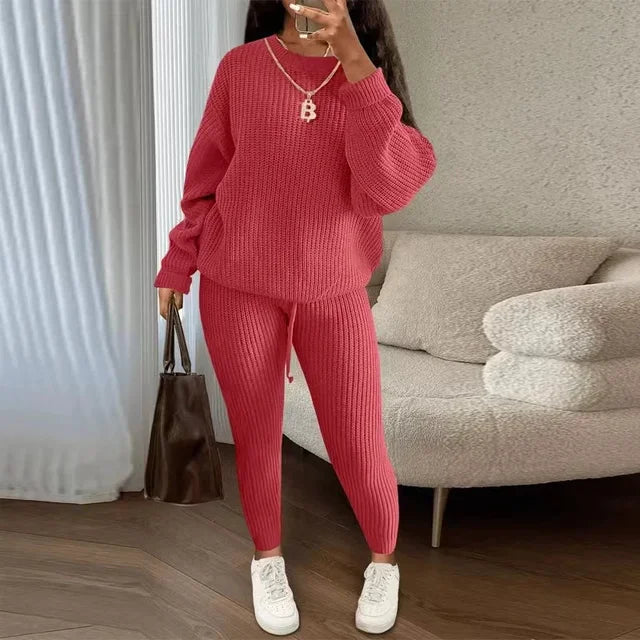 Round Neck Pullover Casual Two Piece