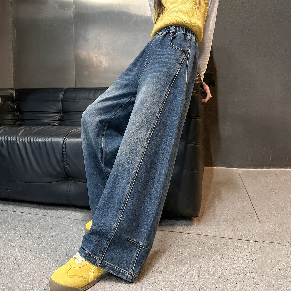 Stylish Straight Wide-Leg Denim Jeans for Girls