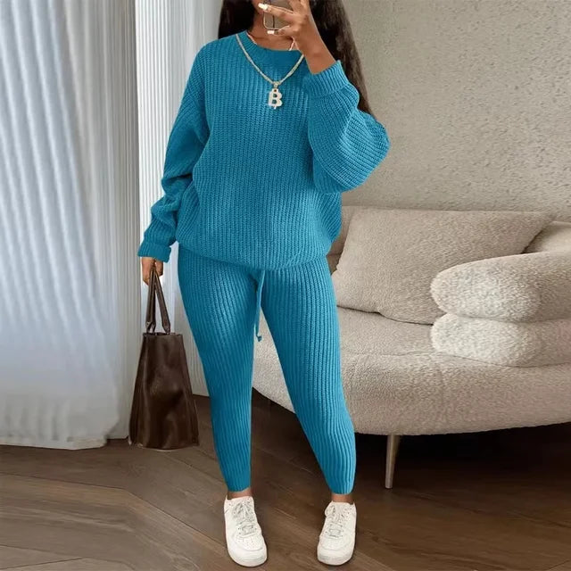 Round Neck Pullover Casual Two Piece