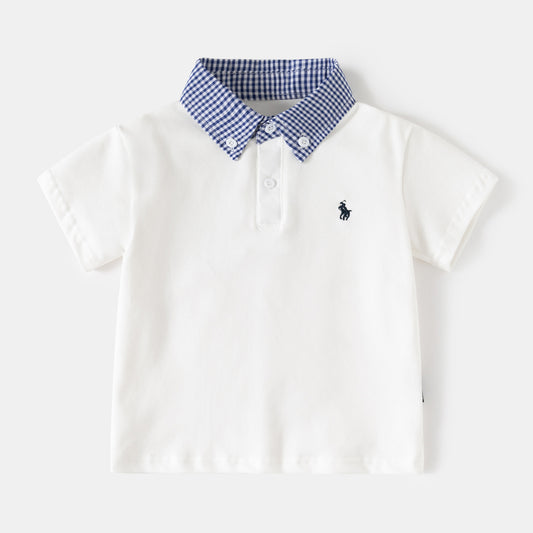 Boy's Summer Short Sleeve Polo Shirt Cartoon Turn-down Collar Big Kids amp; Toddler Fashion Top