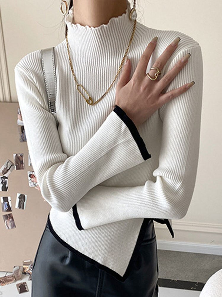 Edge Design Black Knitted Turtleneck