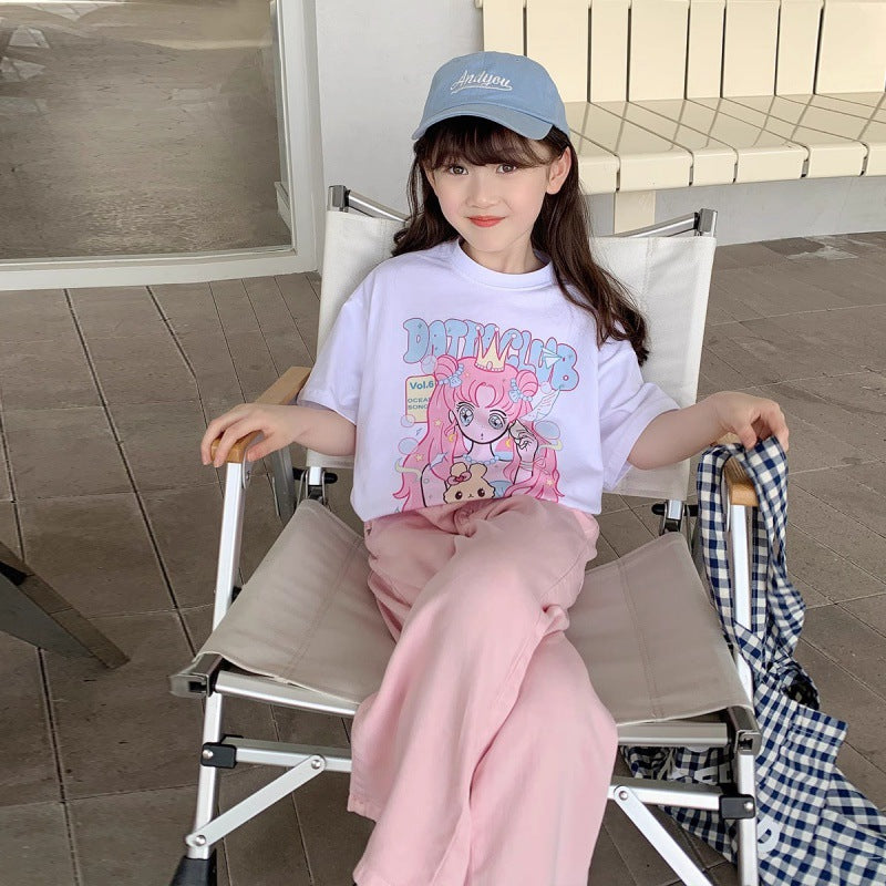 Cute Cartoon Print Short Sleeve T-Shirt