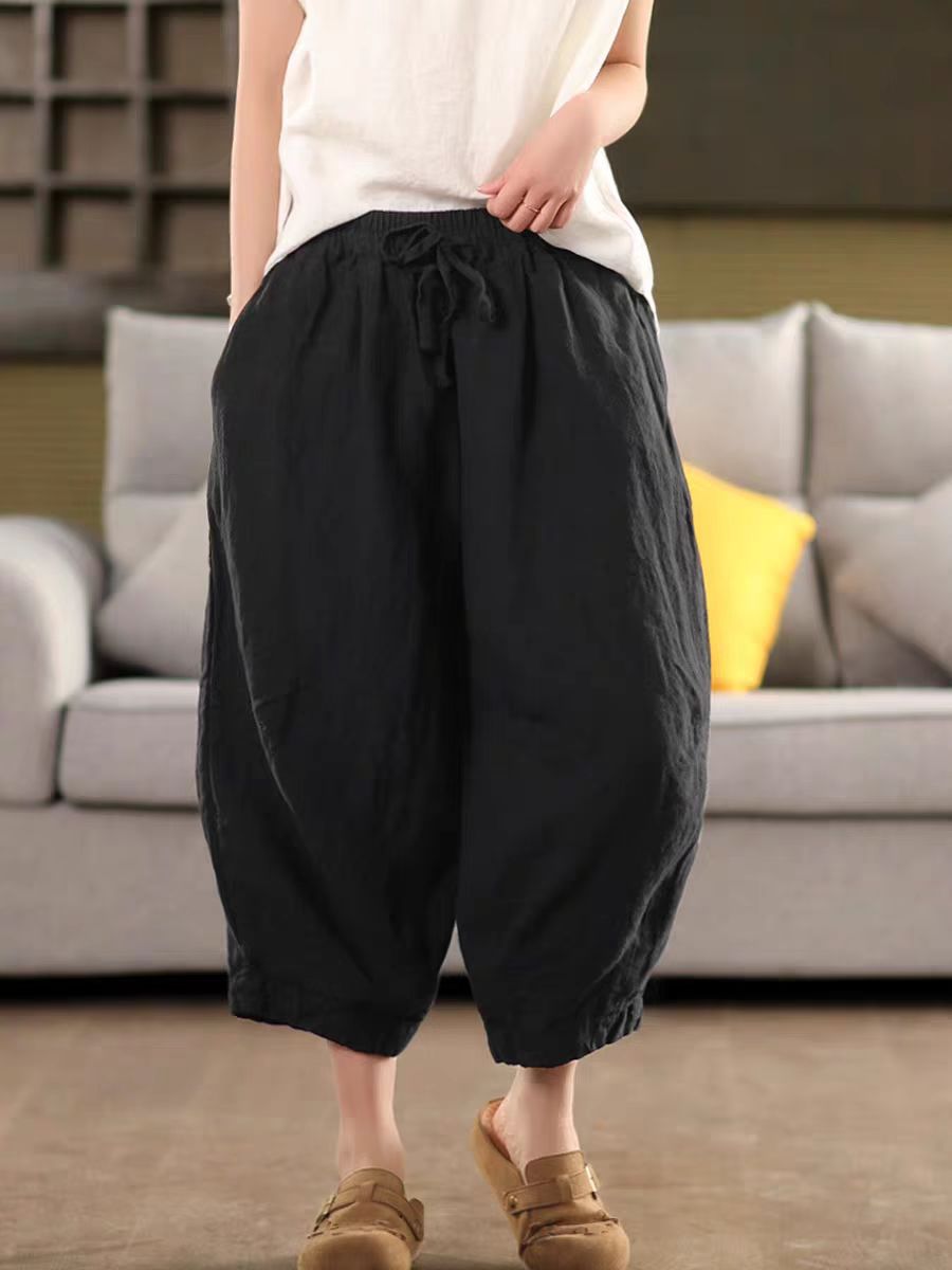 Vintage Sand-Washed Linen Loose Pants