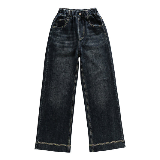 Casual Flowered Slim Straight Leg Jeans for Girls