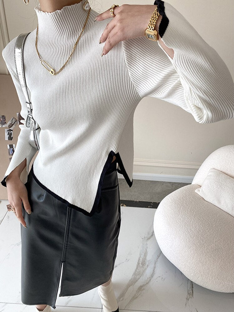 Edge Design Black Knitted Turtleneck