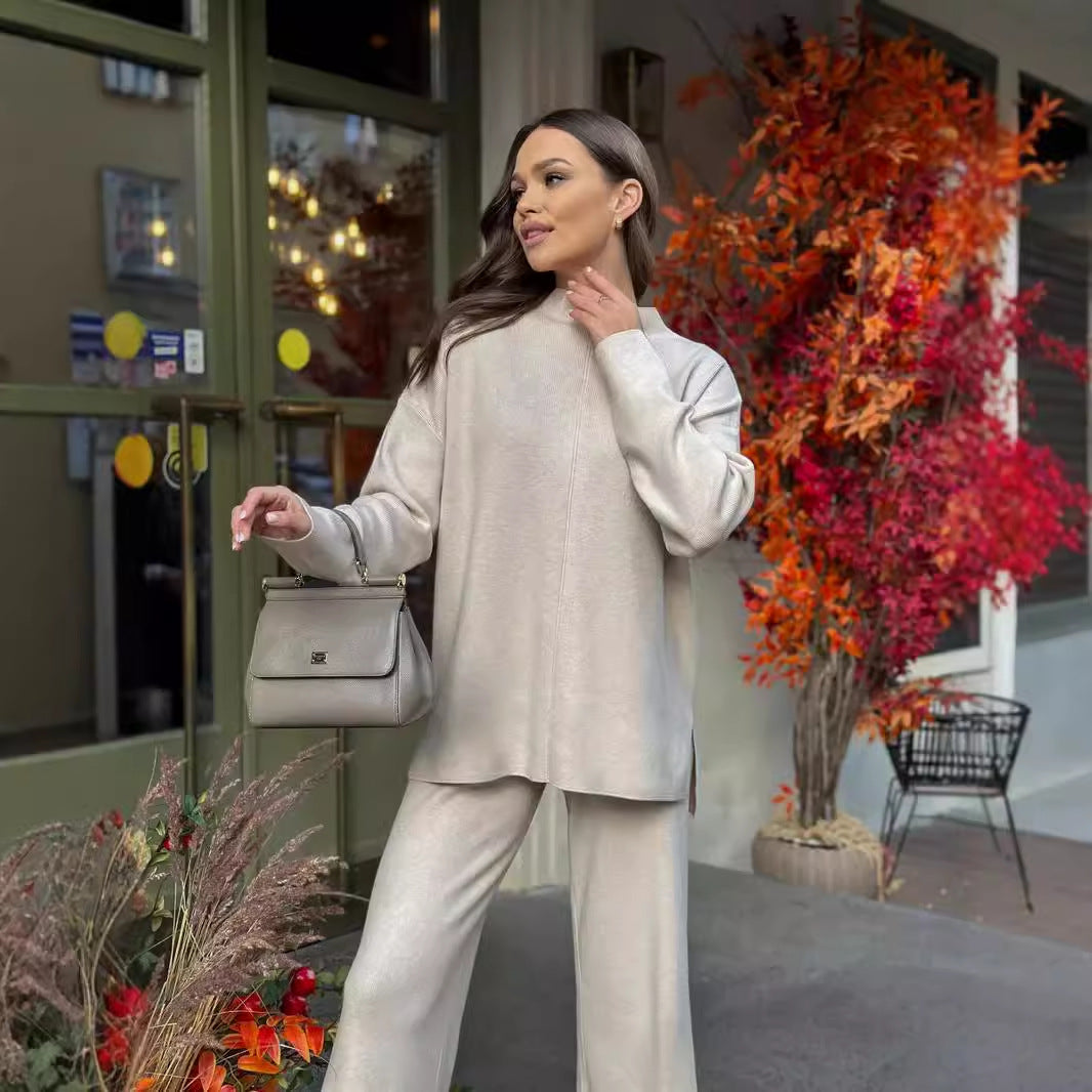 Long Sleeve Loose & Casual Pants Sweater Set