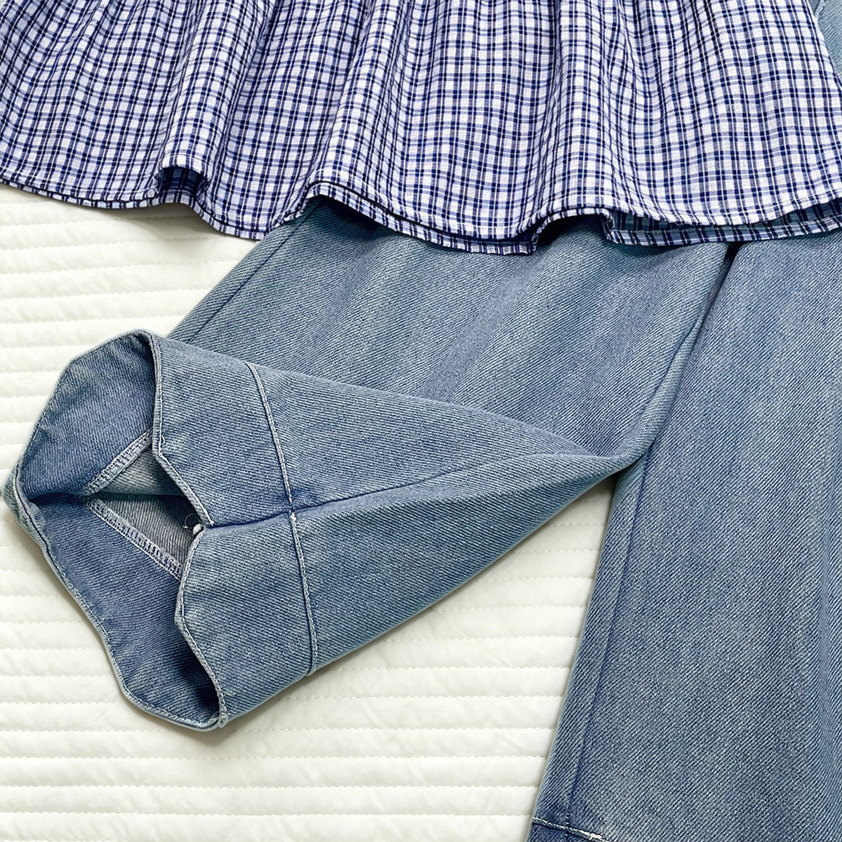Fashionable Checkered Vest + Versatile Denim Pants
