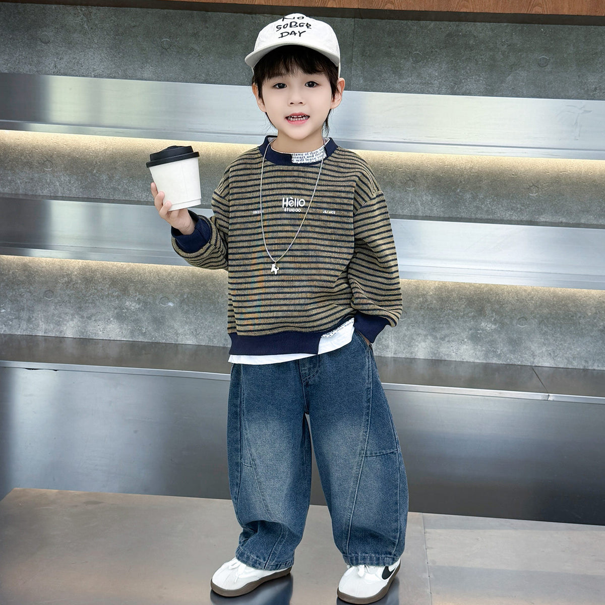 Striped Hoodie Two-Piece Set for Boys