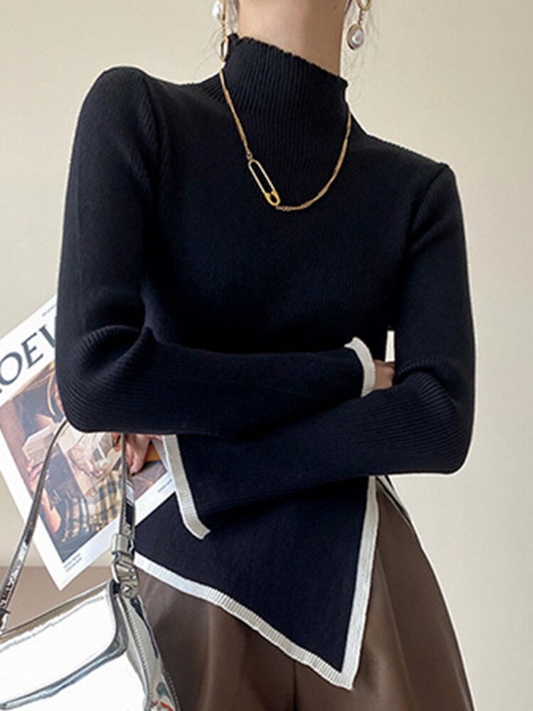 Edge Design Black Knitted Turtleneck