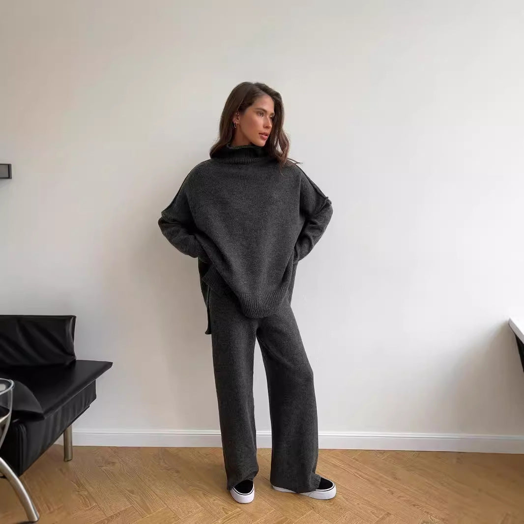 Loose Fit Knitted Turtleneck Two Piece