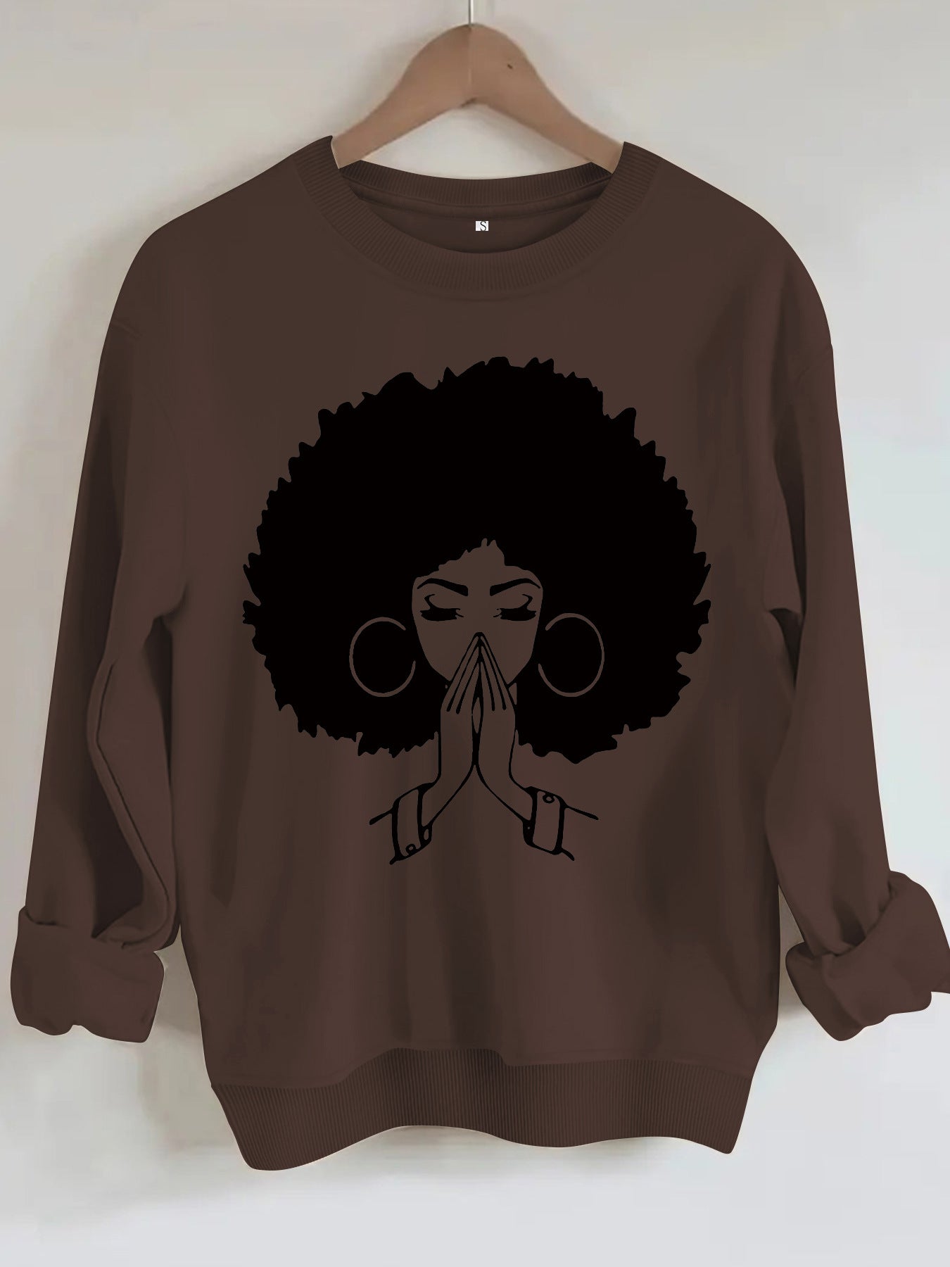 Sweatshirt Explosion Head Girl Prayer Pattern Print