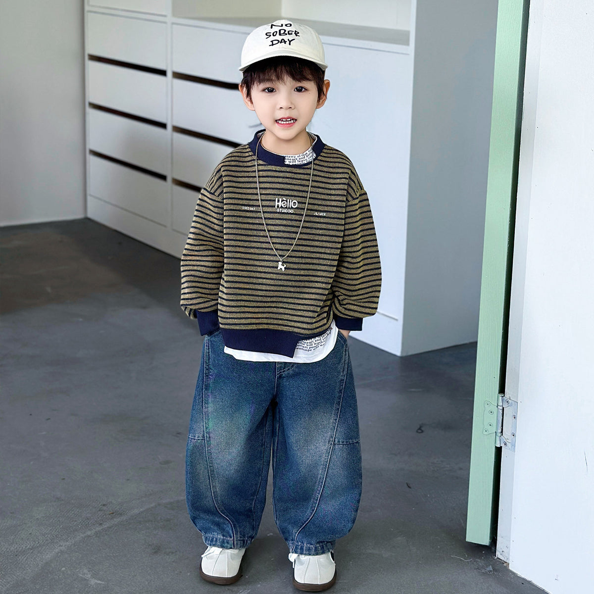 Striped Hoodie Two-Piece Set for Boys