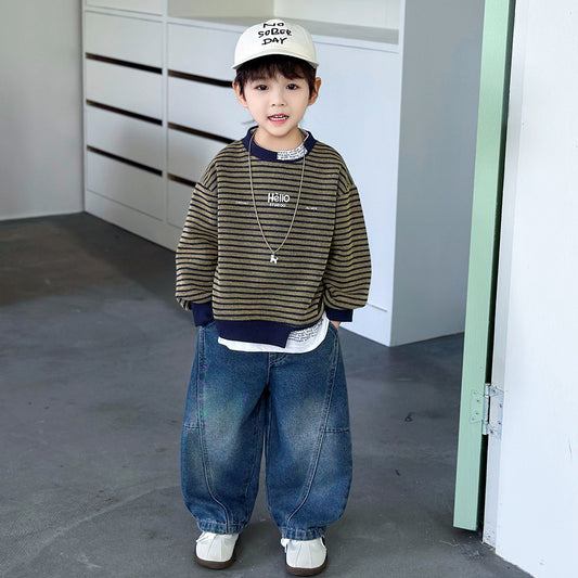 Striped Hoodie Two-Piece Set for Boys