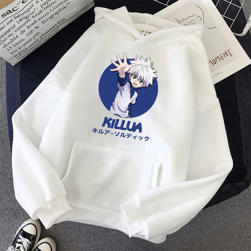 Spring Anime Hunter x Hunter Killua Printed Hooded Sweatshirt Unisex Long Sleeve Casual Jacket