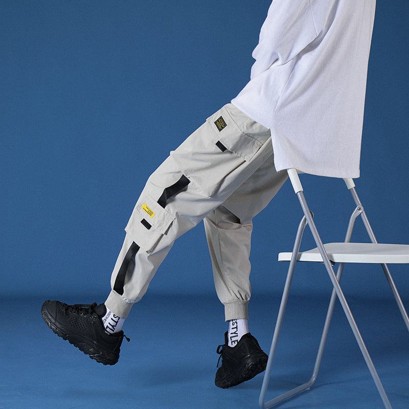 Cargo Pants Trendy Cuffed Tactical Style Harem Pants Men's  Loose Sports Casual Long Trousers