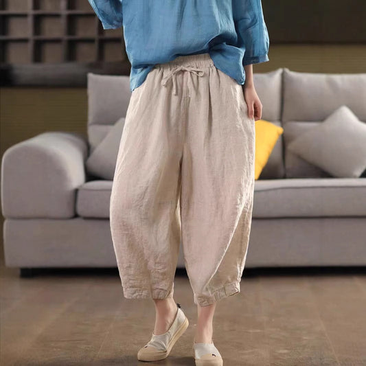 Vintage Sand-Washed Linen Loose Pants