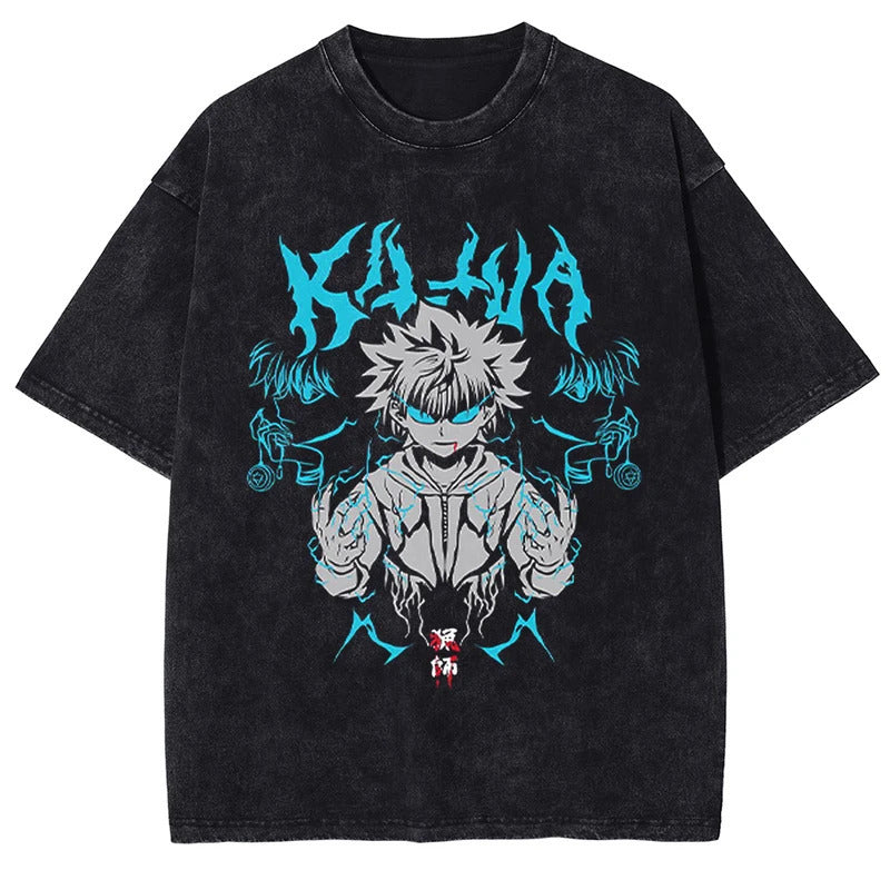 Summer Anime My Hero Academia Izuku Midoriya Printed T-Shirt Cotton Washed Vintage Short Sleeve
